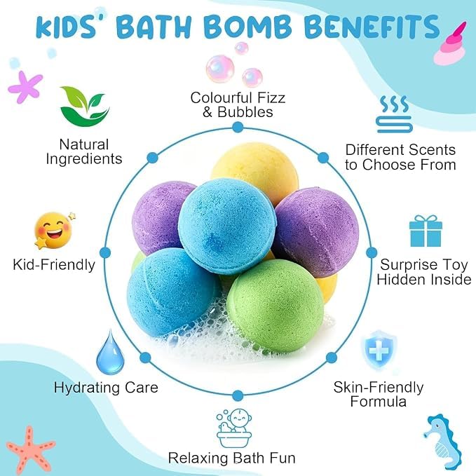 Kids Bath Bombs with Surprise Toy Inside, 1 Pack