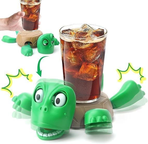 Turtle Cup Holder Coaster, 3D Funny Expression Turtle Coasters, Turtle Cup Holder, Coaster for Tea, Coffee and Wine Glasses, Home Decor and Kitchen Accessories (Green) (1)
