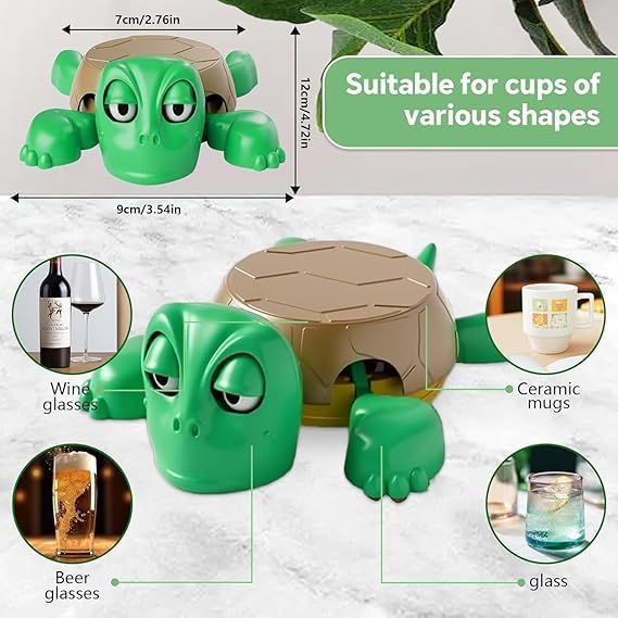 Turtle Cup Holder Coaster, 3D Funny Expression Turtle Coasters, Turtle Cup Holder, Coaster for Tea, Coffee and Wine Glasses, Home Decor and Kitchen Accessories (Green) (1)