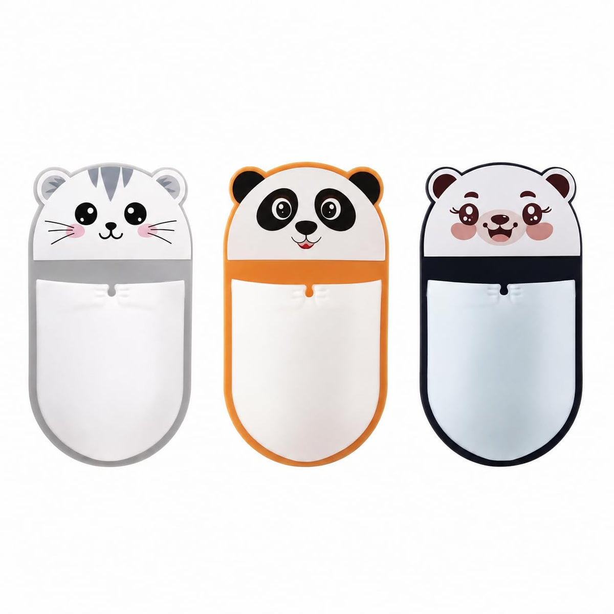 Wall Mounted Cartoon Storage Holder Pack of 3 | Self-Adhesive Bathroom & Desk Organizer | Cute Animal Toothbrush, Toothpaste & Stationery Holder | Waterproof Multipurpose Wall Pocket