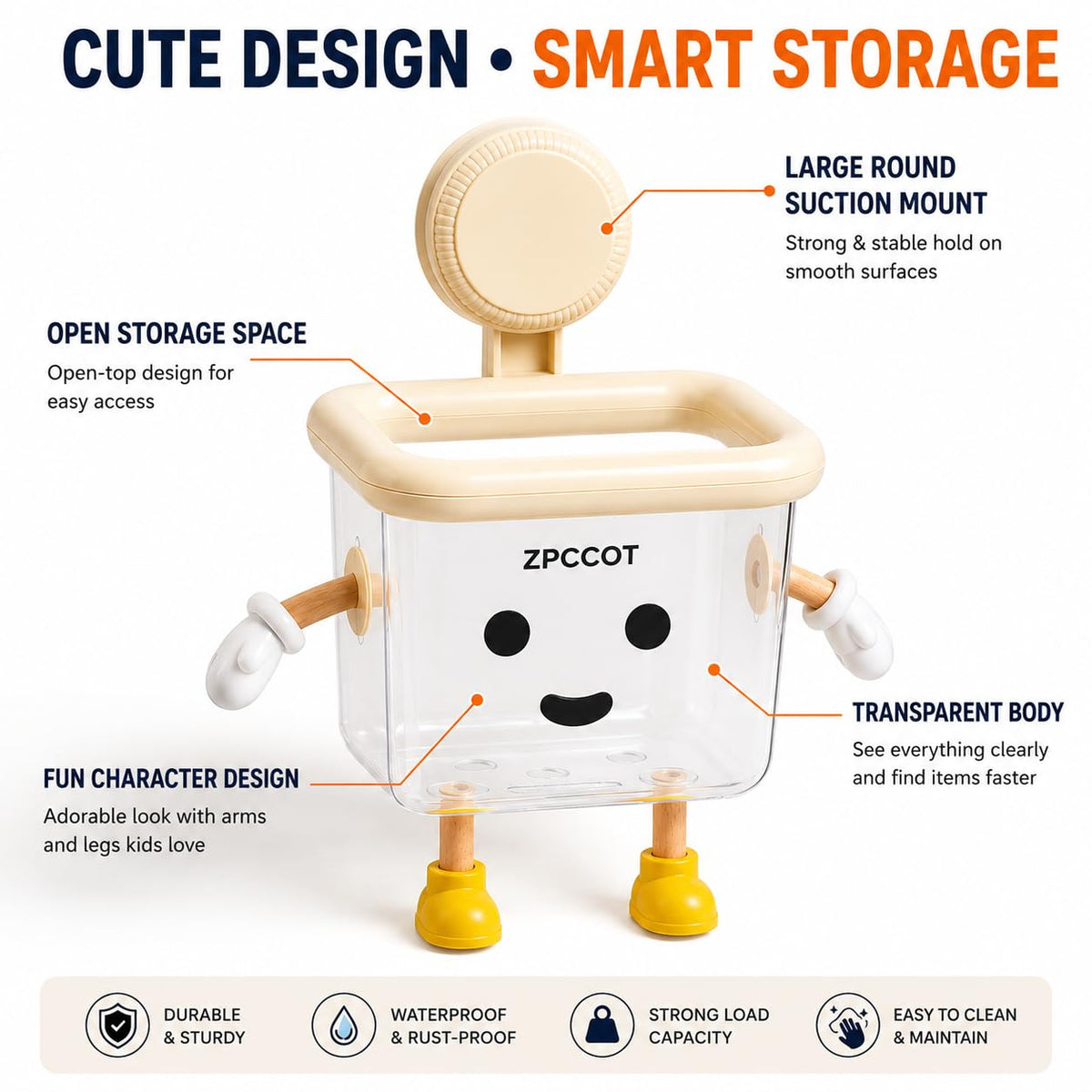 Cartoon Toothbrush Holder, Wall Mount Bathroom Storage Organizer