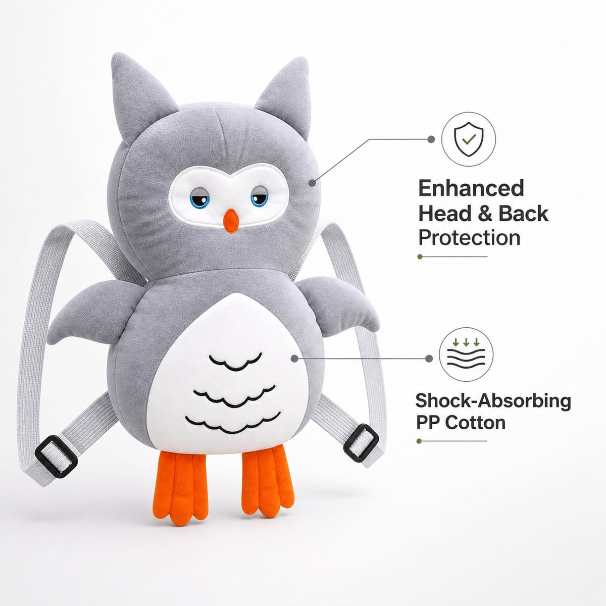 GLUN® 1 Piece Cute Bunny Rabbit Shape Soft Baby Head Protector Backpack, Cushioning, Adjustable Shoulder Belt, Head Protection for 6-15 Month Toddler Babies