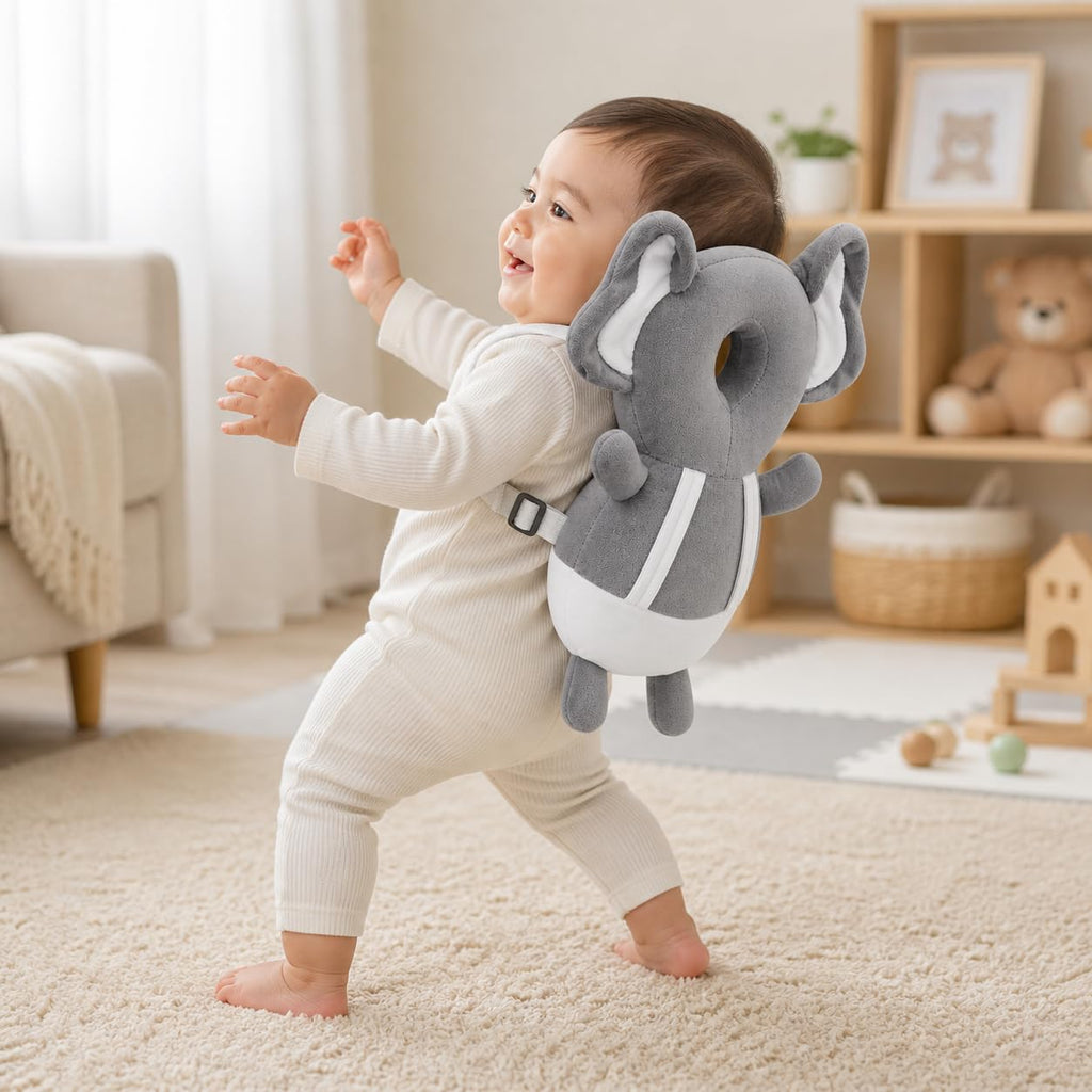 GLUN® 1 Piece Cute Bunny Rabbit Shape Soft Baby Head Protector Backpack, Cushioning, Adjustable Shoulder Belt, Head Protection for 6-15 Month Toddler Babies