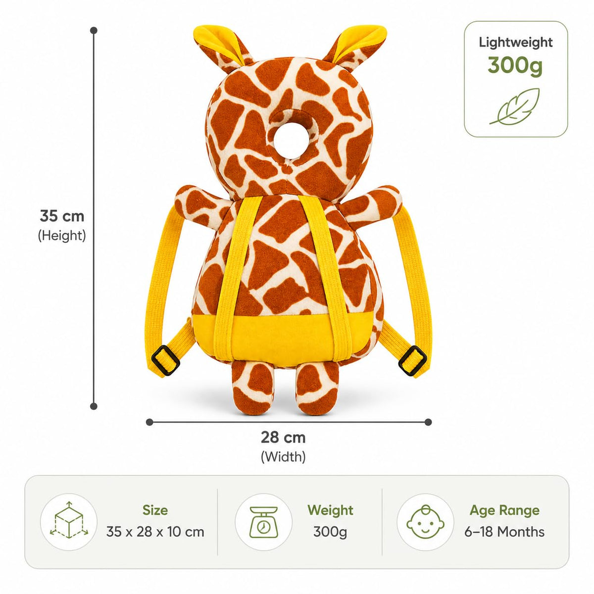 GLUN® 1 Piece Cute Bunny Rabbit Shape Soft Baby Head Protector Backpack, Cushioning, Adjustable Shoulder Belt, Head Protection for 6-15 Month Toddler Babies