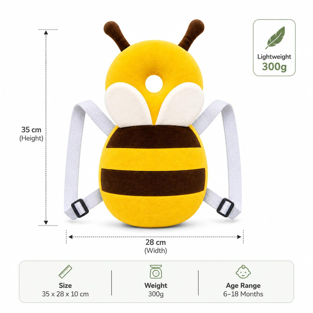 GLUN® 1 Piece Cute Bunny Rabbit Shape Soft Baby Head Protector Backpack, Cushioning, Adjustable Shoulder Belt, Head Protection for 6-15 Month Toddler Babies