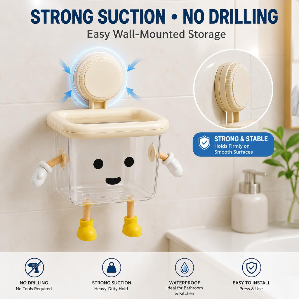 Cartoon Toothbrush Holder, Wall Mount Bathroom Storage Organizer