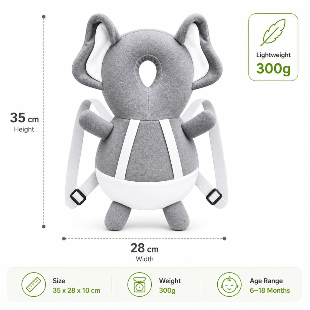 GLUN® 1 Piece Cute Bunny Rabbit Shape Soft Baby Head Protector Backpack, Cushioning, Adjustable Shoulder Belt, Head Protection for 6-15 Month Toddler Babies