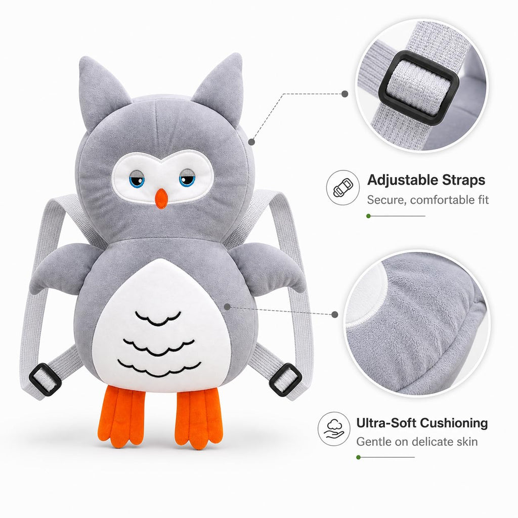 GLUN® 1 Piece Cute Bunny Rabbit Shape Soft Baby Head Protector Backpack, Cushioning, Adjustable Shoulder Belt, Head Protection for 6-15 Month Toddler Babies