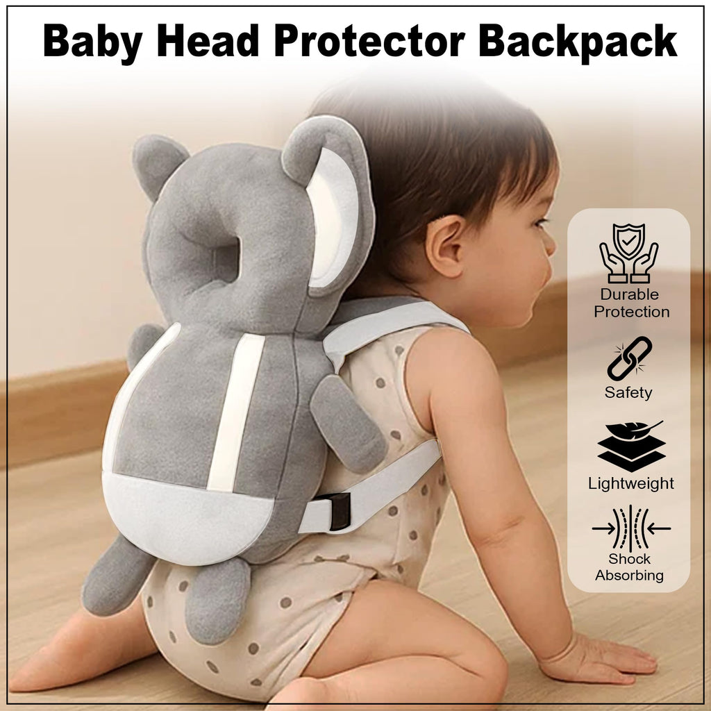GLUN® 1 Piece Cute Bunny Rabbit Shape Soft Baby Head Protector Backpack, Cushioning, Adjustable Shoulder Belt, Head Protection for 6-15 Month Toddler Babies