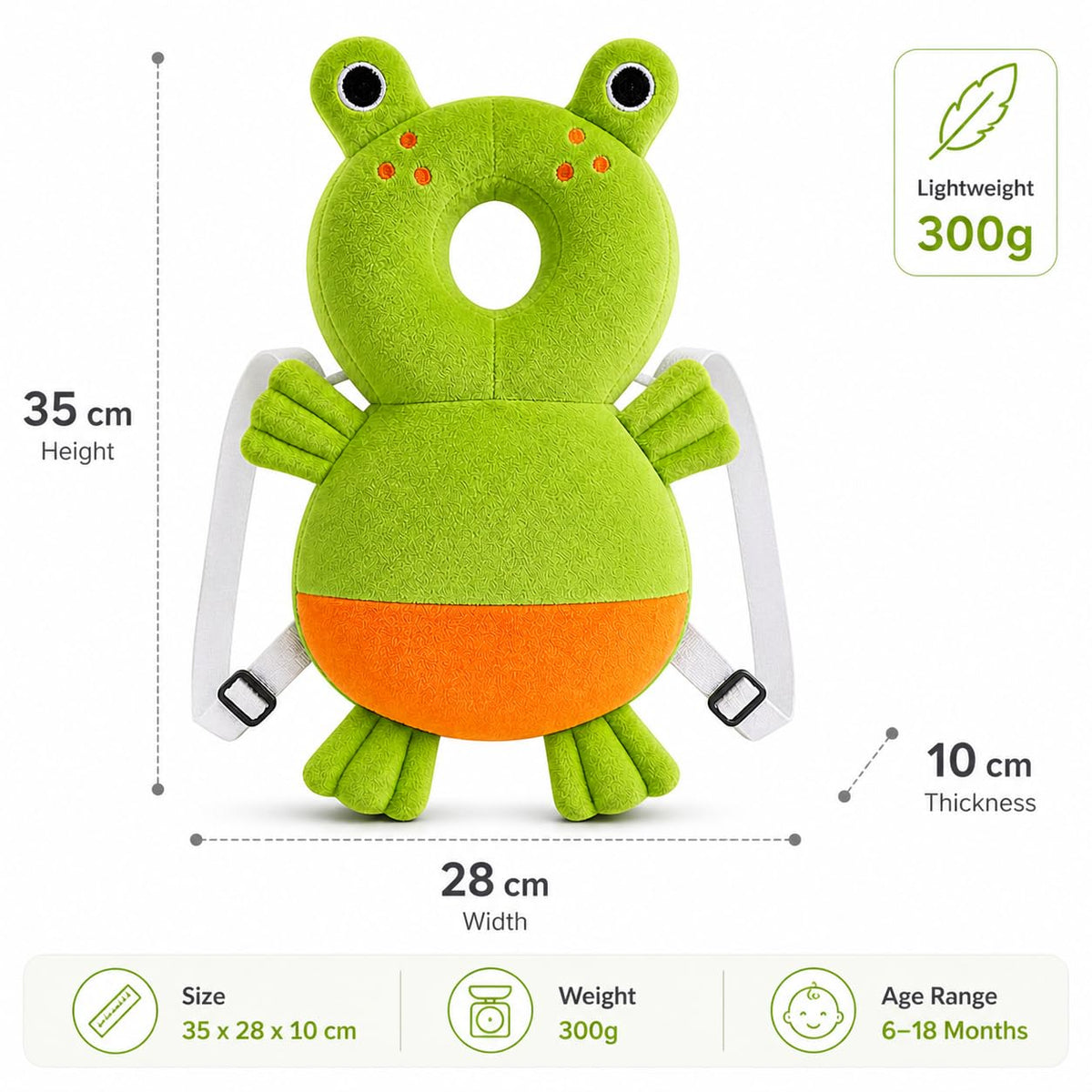 GLUN® 1 Piece Cute Bunny Rabbit Shape Soft Baby Head Protector Backpack, Cushioning, Adjustable Shoulder Belt, Head Protection for 6-15 Month Toddler Babies