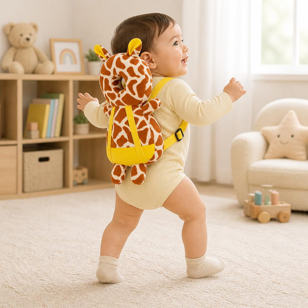 GLUN® 1 Piece Cute Bunny Rabbit Shape Soft Baby Head Protector Backpack, Cushioning, Adjustable Shoulder Belt, Head Protection for 6-15 Month Toddler Babies