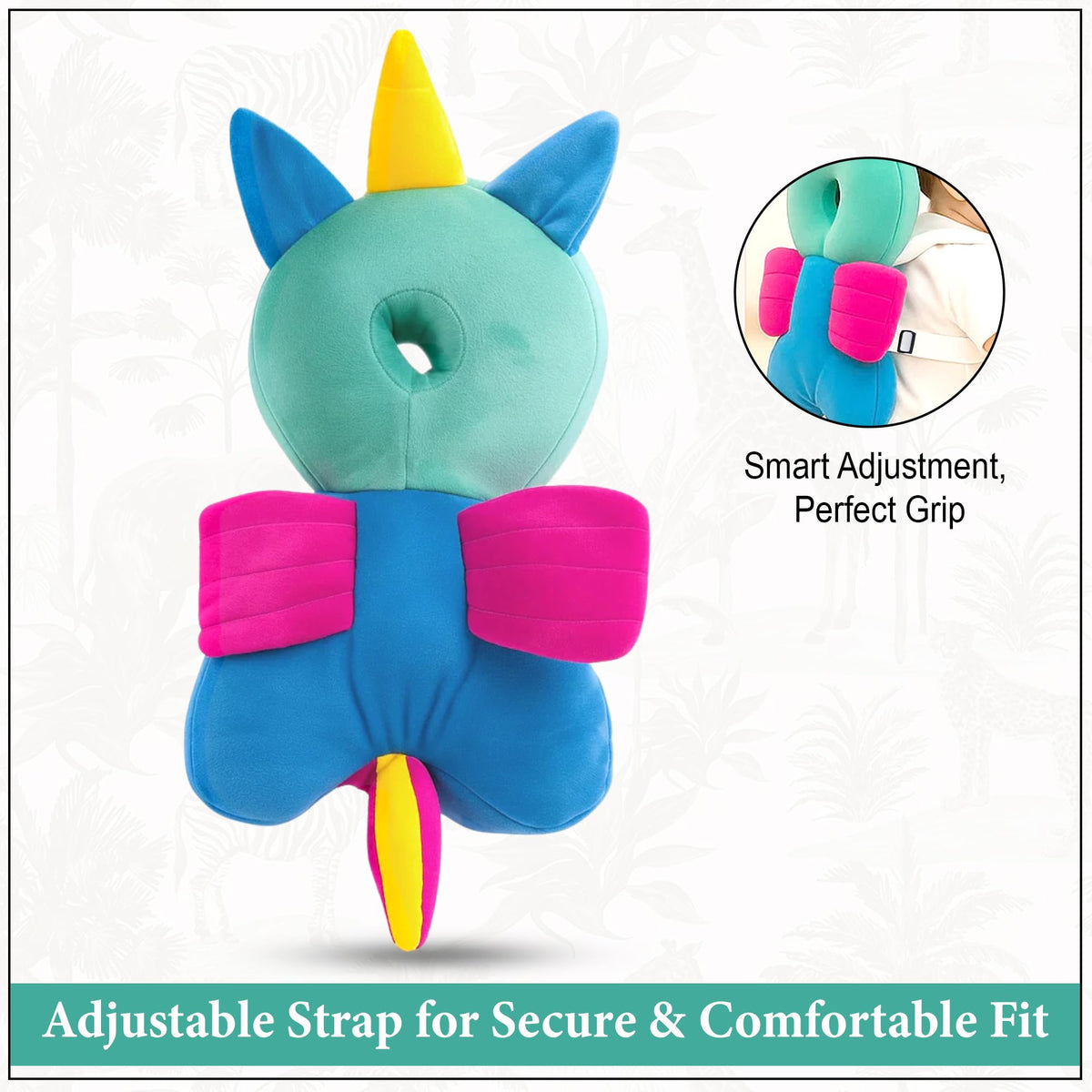 GLUN® 1 Piece Cute Bunny Rabbit Shape Soft Baby Head Protector Backpack, Cushioning, Adjustable Shoulder Belt, Head Protection for 6-15 Month Toddler Babies