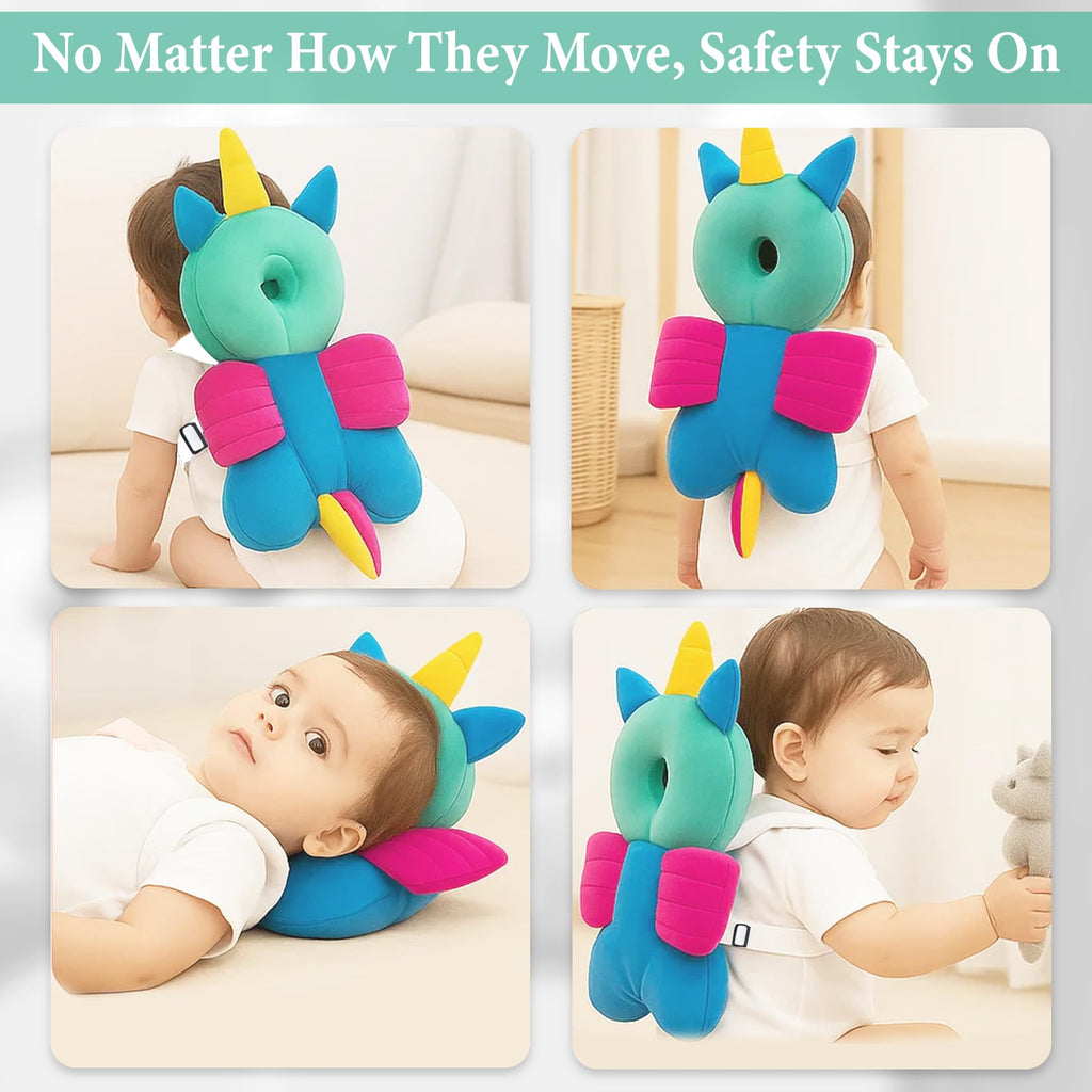 GLUN® 1 Piece Cute Bunny Rabbit Shape Soft Baby Head Protector Backpack, Cushioning, Adjustable Shoulder Belt, Head Protection for 6-15 Month Toddler Babies