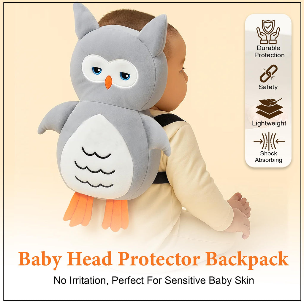 GLUN® 1 Piece Cute Bunny Rabbit Shape Soft Baby Head Protector Backpack, Cushioning, Adjustable Shoulder Belt, Head Protection for 6-15 Month Toddler Babies