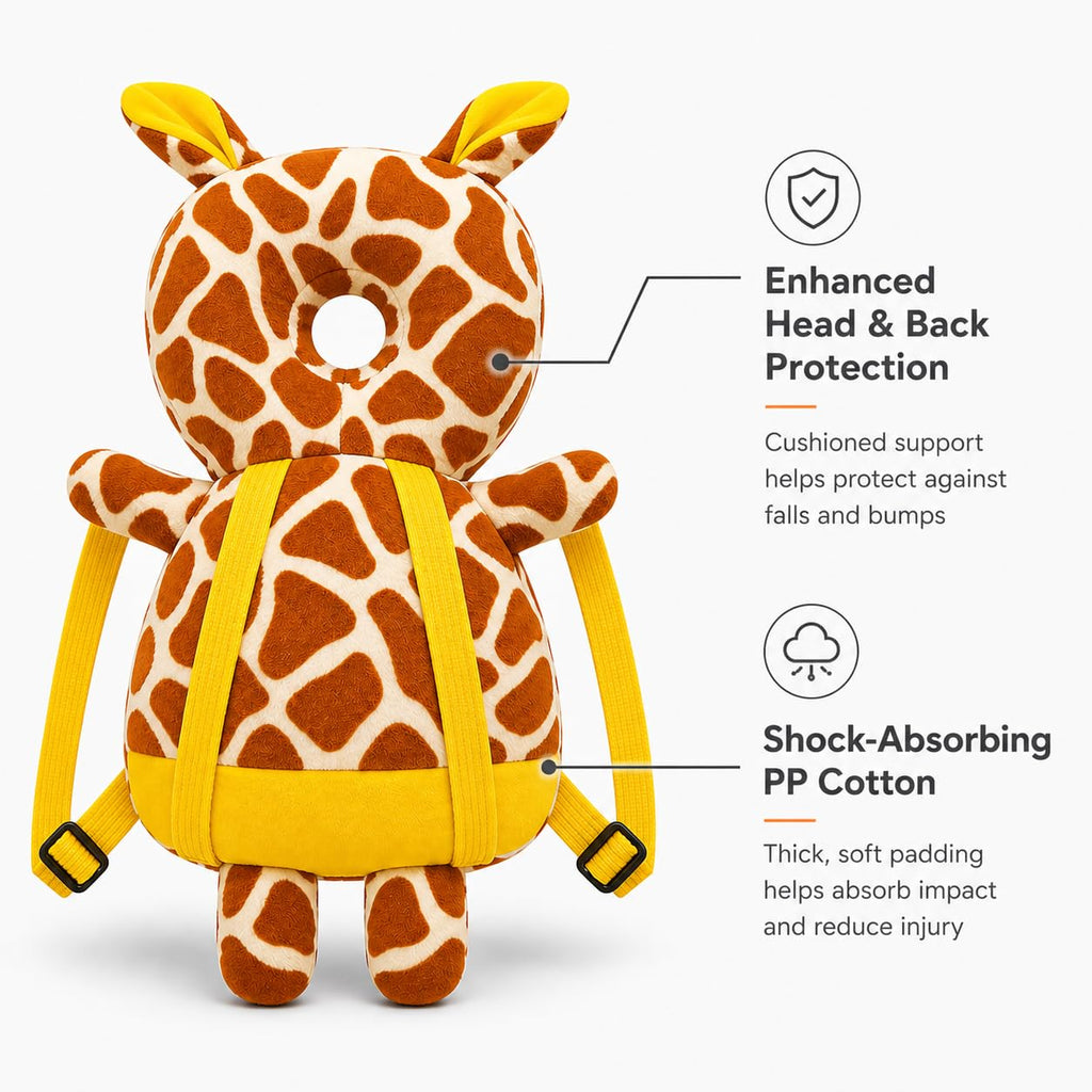 GLUN® 1 Piece Cute Bunny Rabbit Shape Soft Baby Head Protector Backpack, Cushioning, Adjustable Shoulder Belt, Head Protection for 6-15 Month Toddler Babies