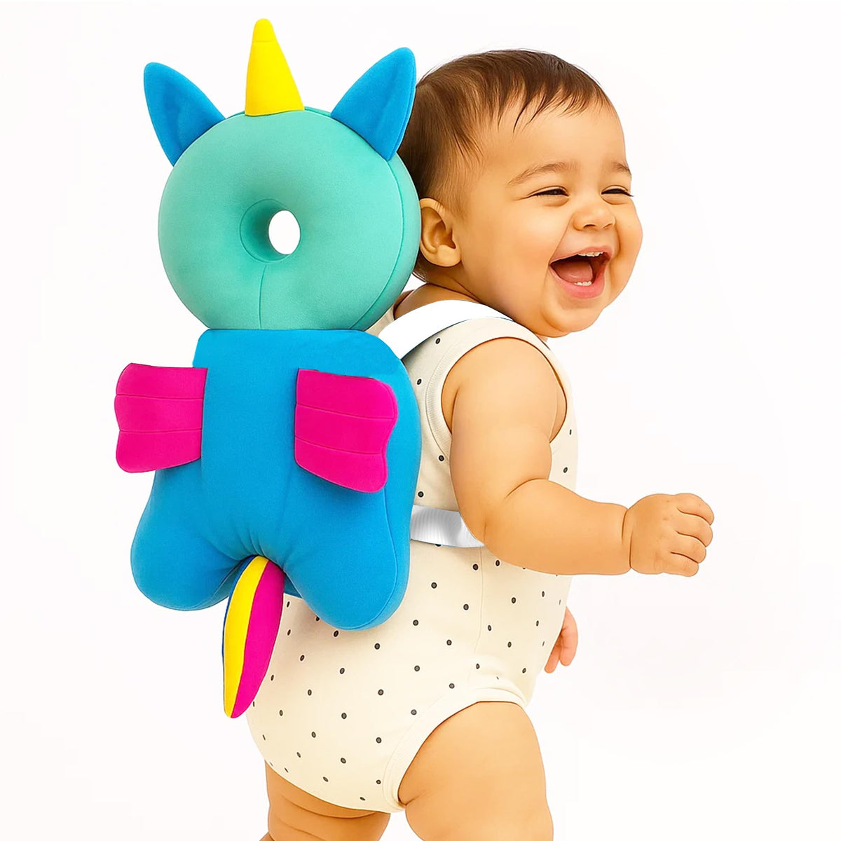 GLUN® 1 Piece Cute Bunny Rabbit Shape Soft Baby Head Protector Backpack, Cushioning, Adjustable Shoulder Belt, Head Protection for 6-15 Month Toddler Babies