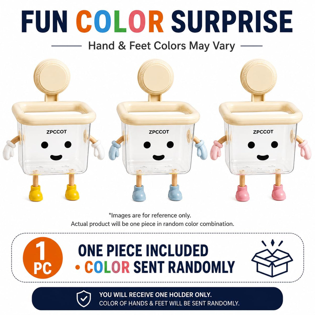Cartoon Toothbrush Holder, Wall Mount Bathroom Storage Organizer