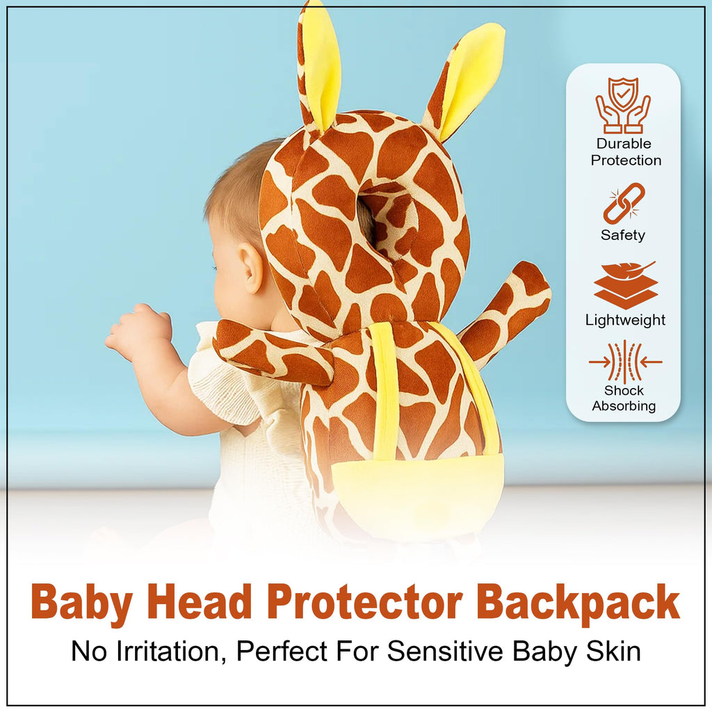GLUN® 1 Piece Cute Bunny Rabbit Shape Soft Baby Head Protector Backpack, Cushioning, Adjustable Shoulder Belt, Head Protection for 6-15 Month Toddler Babies